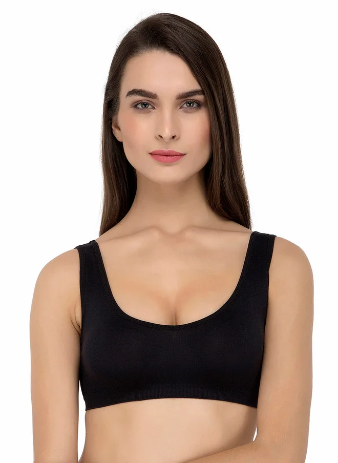 Laceandme Laceandme Black Solid Non-Wired Non Padded Bralette Bra 4386